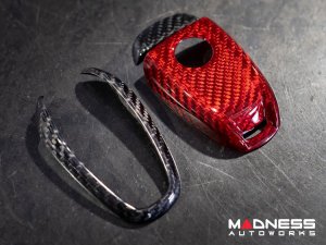 Alfa Romeo Giulia Key Fob Cover  - Carbon Fiber - Red Candy Main / Black Accents